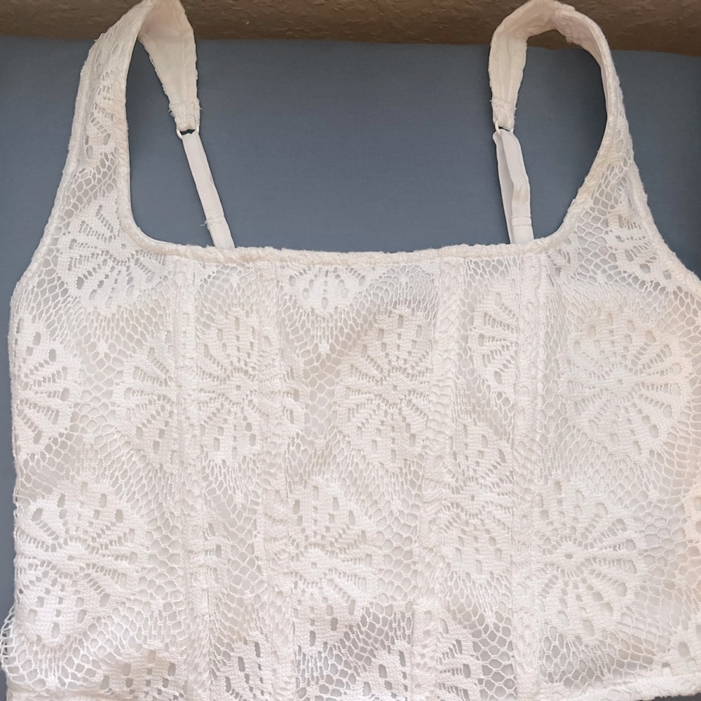 American Eagle white corse crop top #Croptop new, never worn